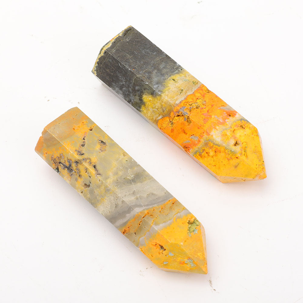 Set of 2 Bumble Bee Crystal Points 3.2-3.4 inches Healing Stones