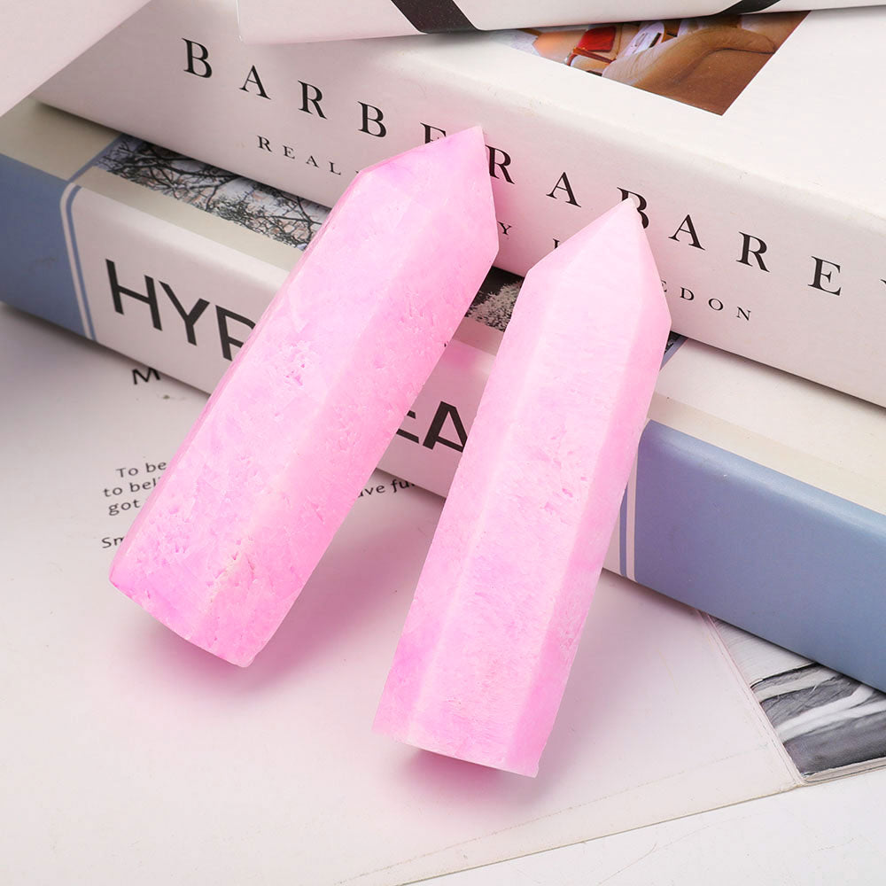 Set of 2 Pink Aragonite Crystal Points 4 Inches