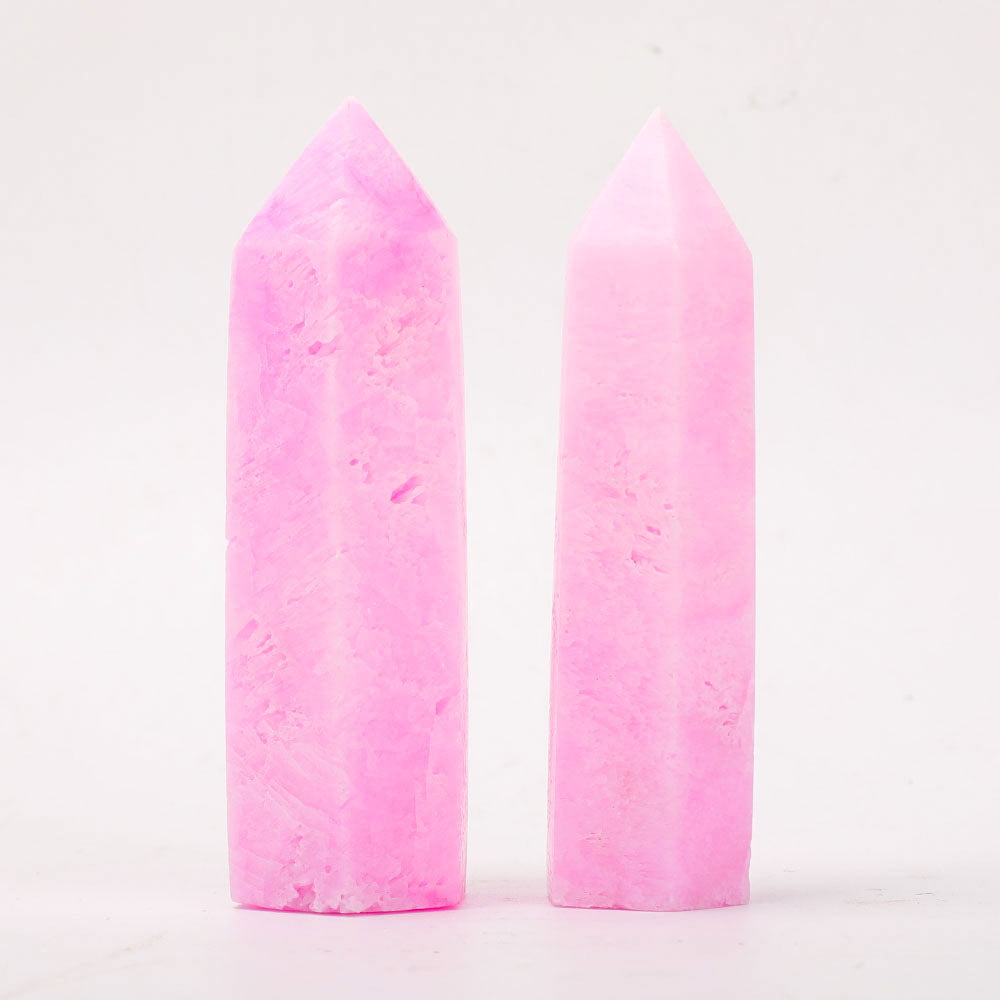 Set of 2 Pink Aragonite Crystal Points 4 Inches