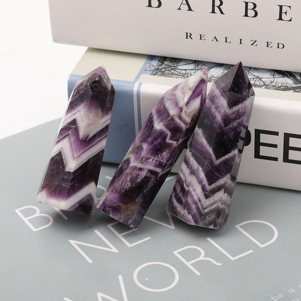 Set of 3 Amethyst Crystal Points 2.3-2.6 inch Healing Stones