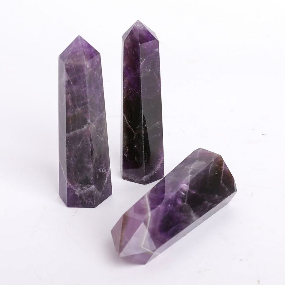 Set of 3 Amethyst Crystal Points 3-3.5 inch Healing Quartz