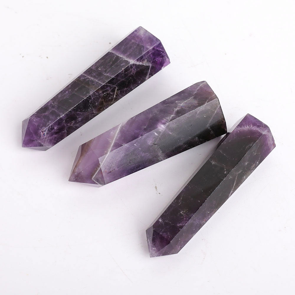 Set of 3 Amethyst Crystal Points 3-3.5 inch Healing Quartz