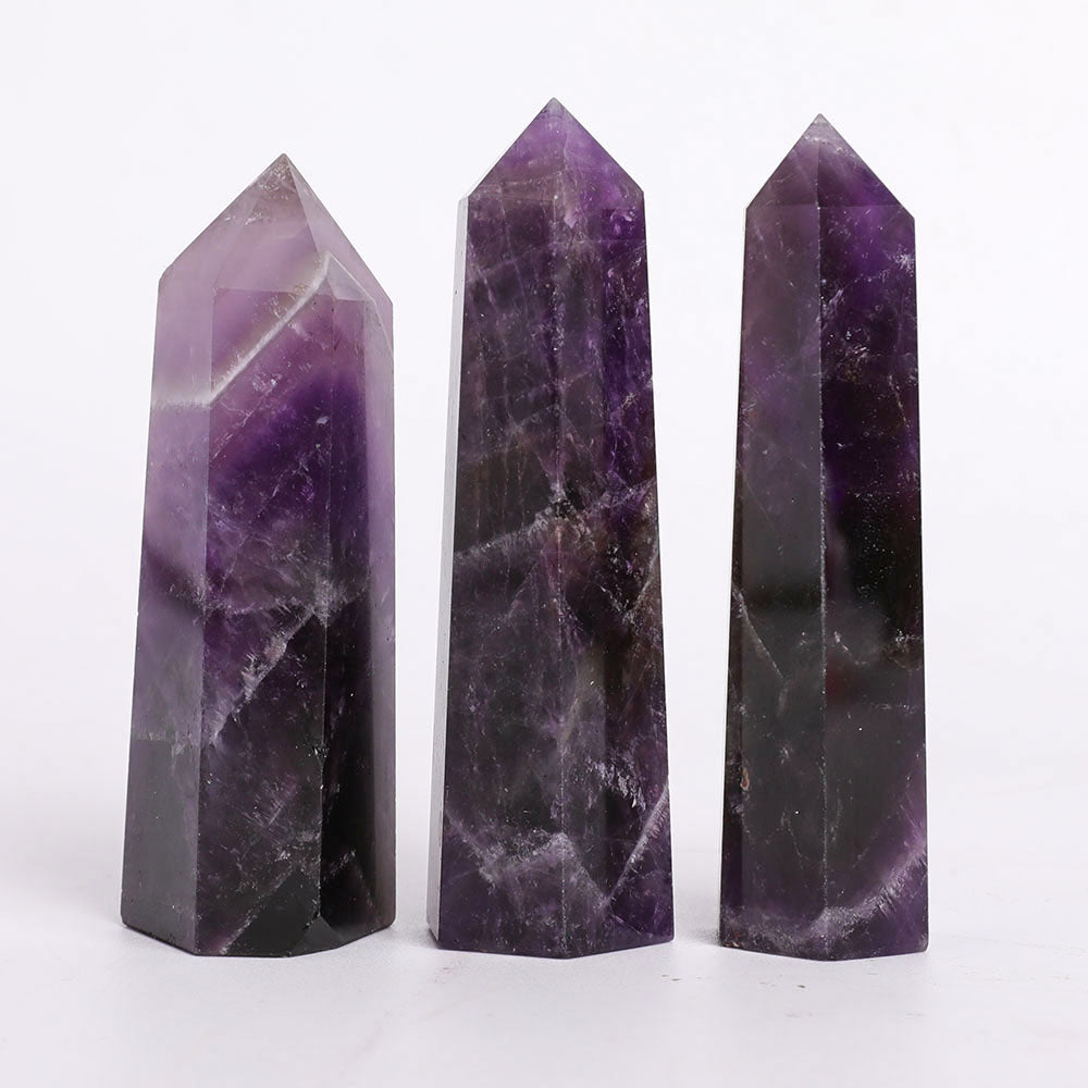 Set of 3 Amethyst Crystal Points 3-3.5 inch Healing Quartz