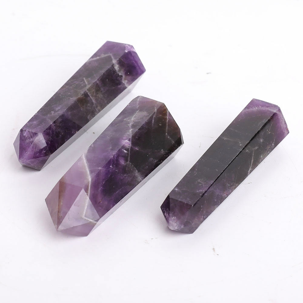 Set of 3 Amethyst Crystal Points 3-3.5 inch Healing Quartz