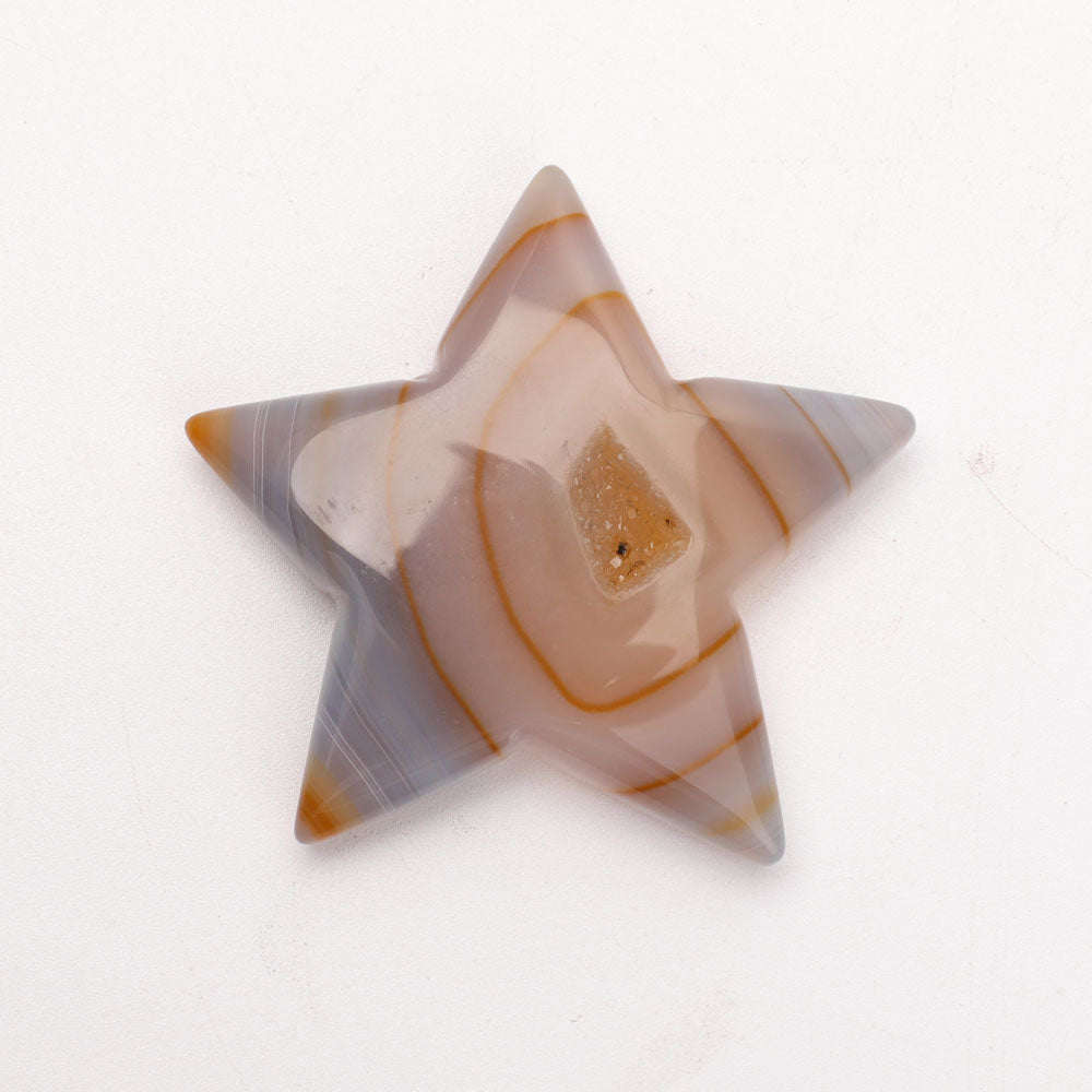 Set of 3 Druzy Agate 2-Inch Star Carvings for Healing