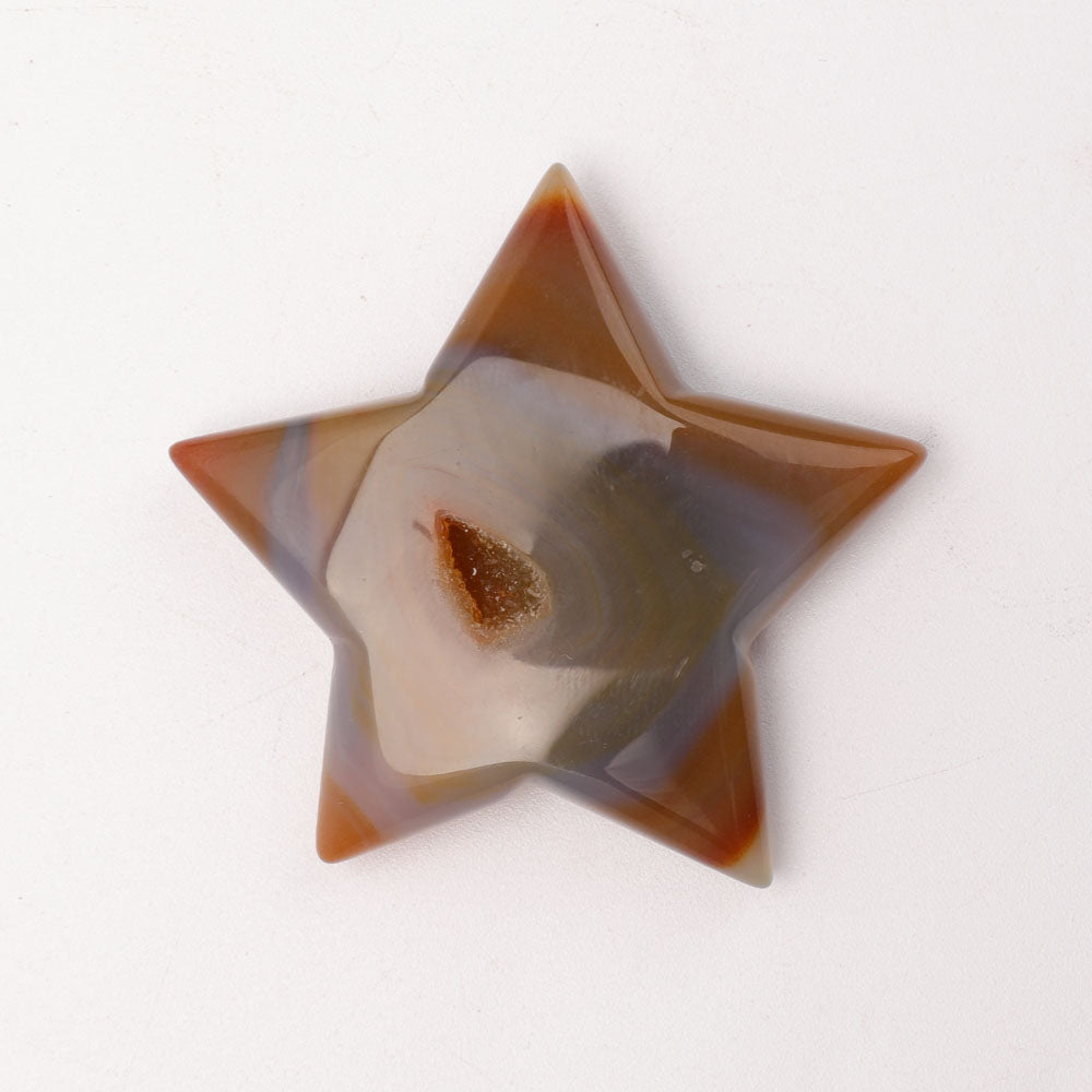Set of 3 Druzy Agate 2-Inch Star Carvings for Healing