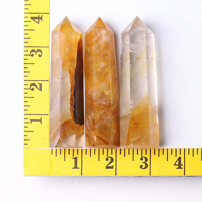 Set of 3 Golden Healer Crystal Points 3.5" - Healing Energy Bundle