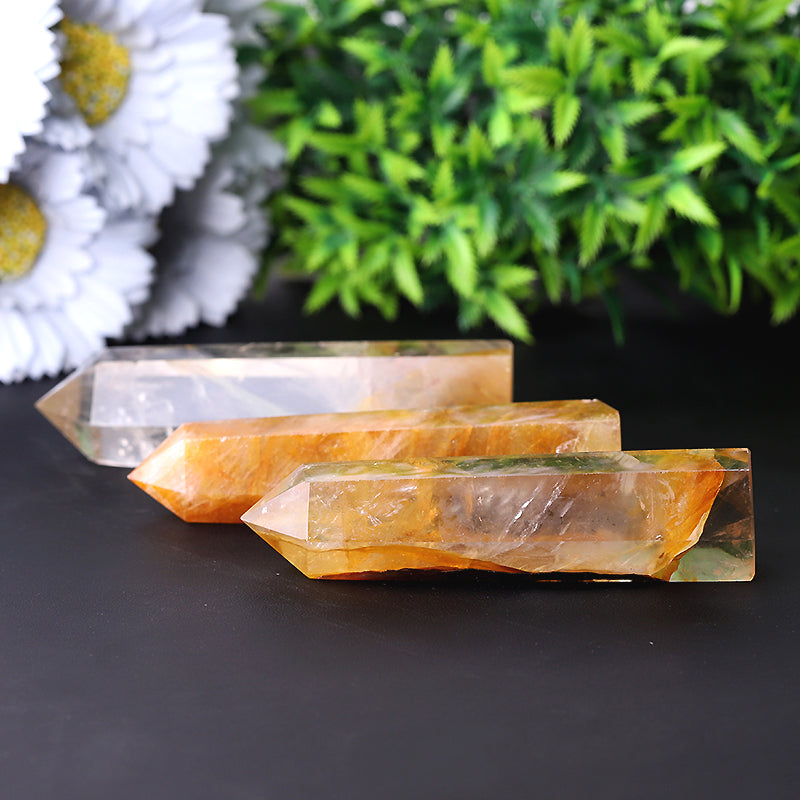 Set of 3 Golden Healer Crystal Points 3.5" - Healing Energy Bundle