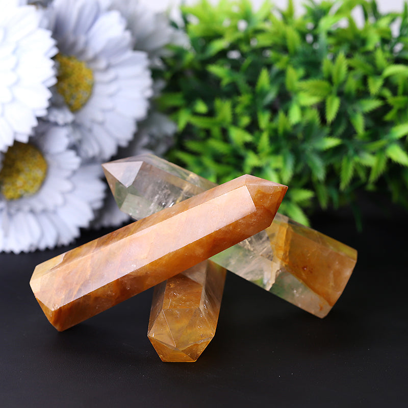 Set of 3 Golden Healer Crystal Points 3.5" - Healing Energy Bundle