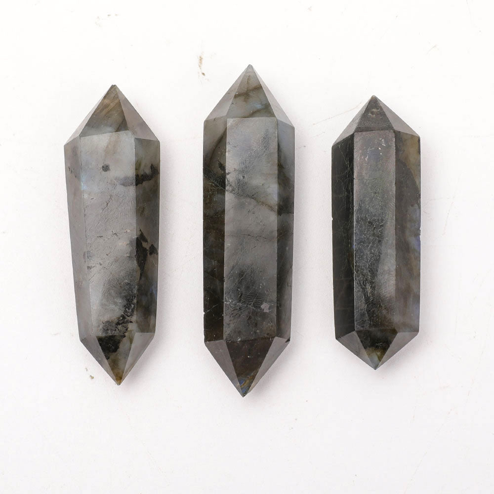Set of 3 Labradorite Double Terminated Points 2.6-3.2 inches