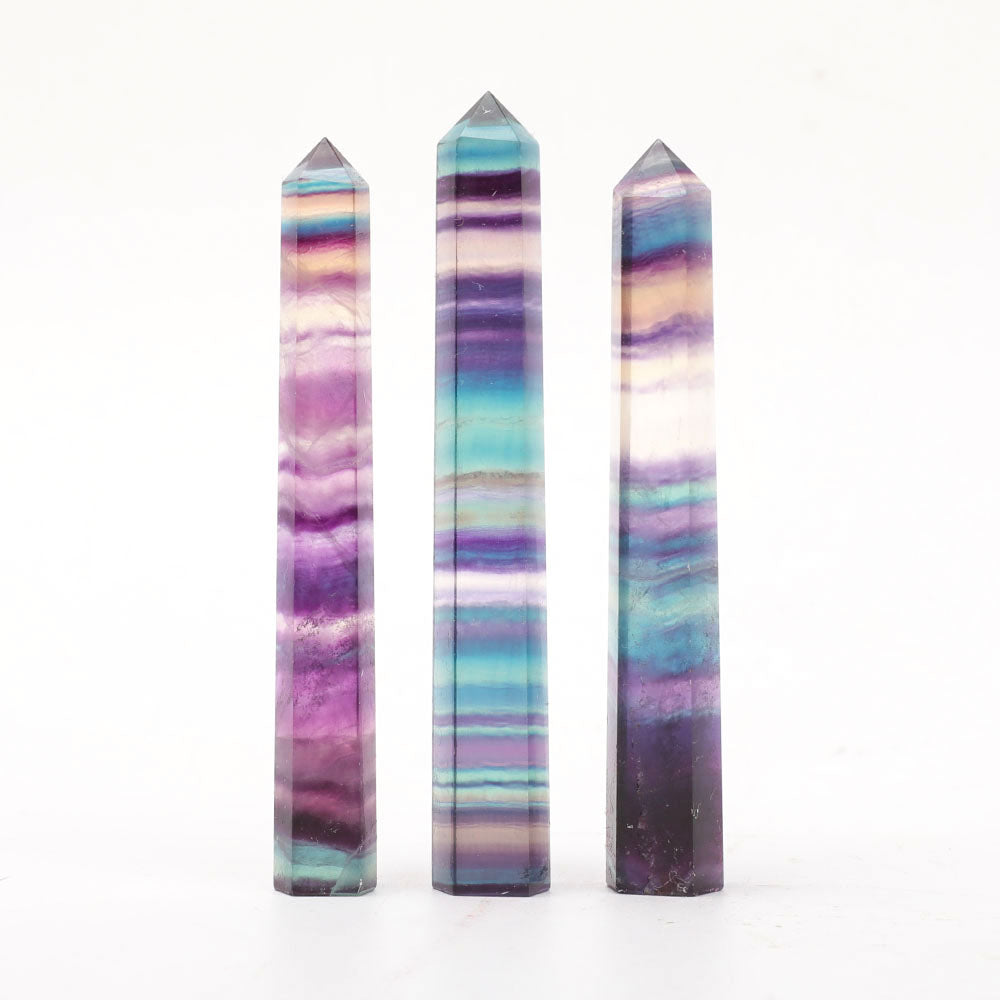 Set of 3 Polished Fluorite Crystal Points 3.6-3.9 Inches
