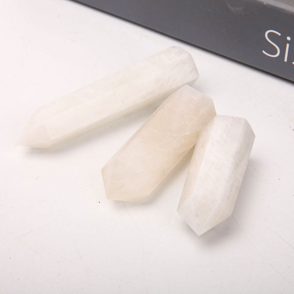 Set of 3 White Moonstone Crystal Points 2-3.5 Inches