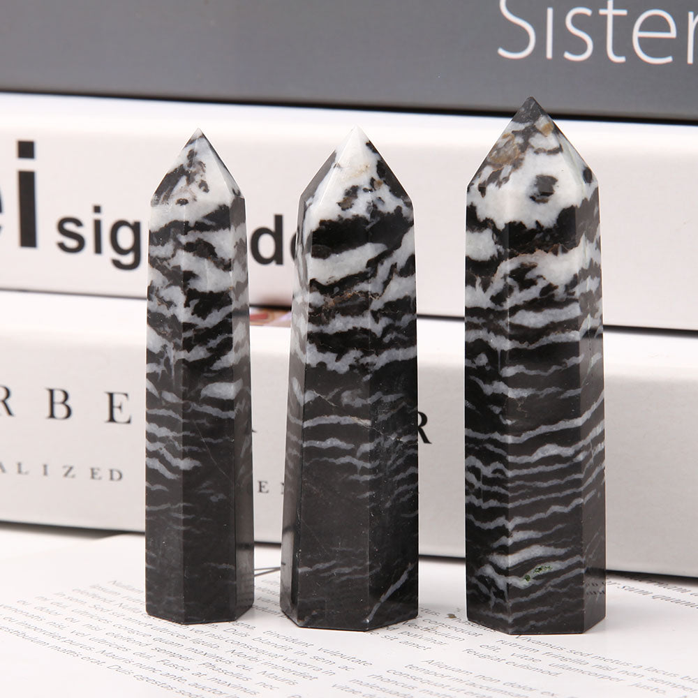 Set of 3 Zebra Jasper Crystal Points 3.5 Inches