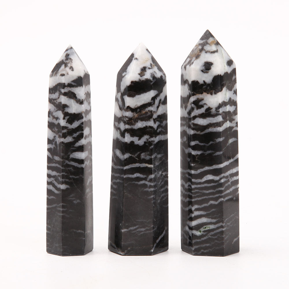 Set of 3 Zebra Jasper Crystal Points 3.5 Inches