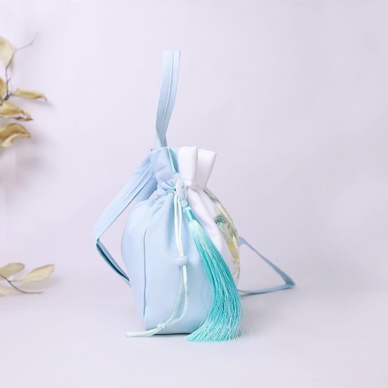 Seidenbestickte Tragetasche mit verstellbarem Riemen, 20 x 20 x 7 cm