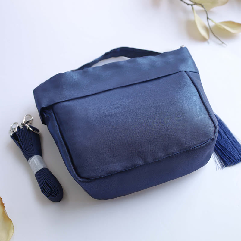 Seiden-Tragetasche | Yoga-Tragetasche mit Blumenstickerei, 20 cm