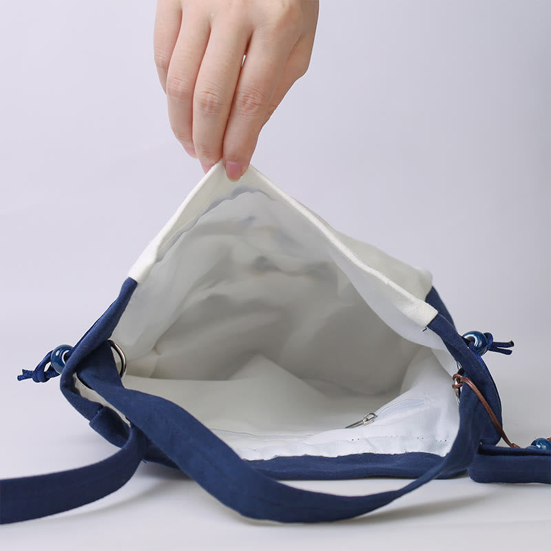 Seiden-Tragetasche | Yoga-Tragetasche mit Blumenstickerei, 20 cm