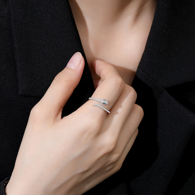 Silberner verstellbarer Schlangengeistring