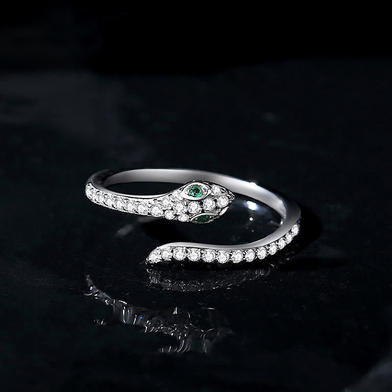 Silberner verstellbarer Schlangengeistring