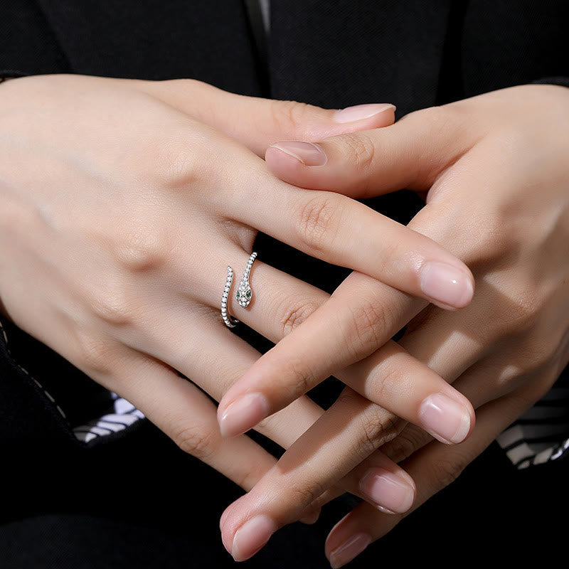 Silberner verstellbarer Schlangengeistring