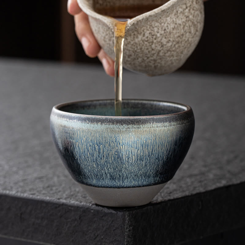 Silberblaue Jianzhan Kiln Change Porzellan-Teetasse | Meditationszubehör