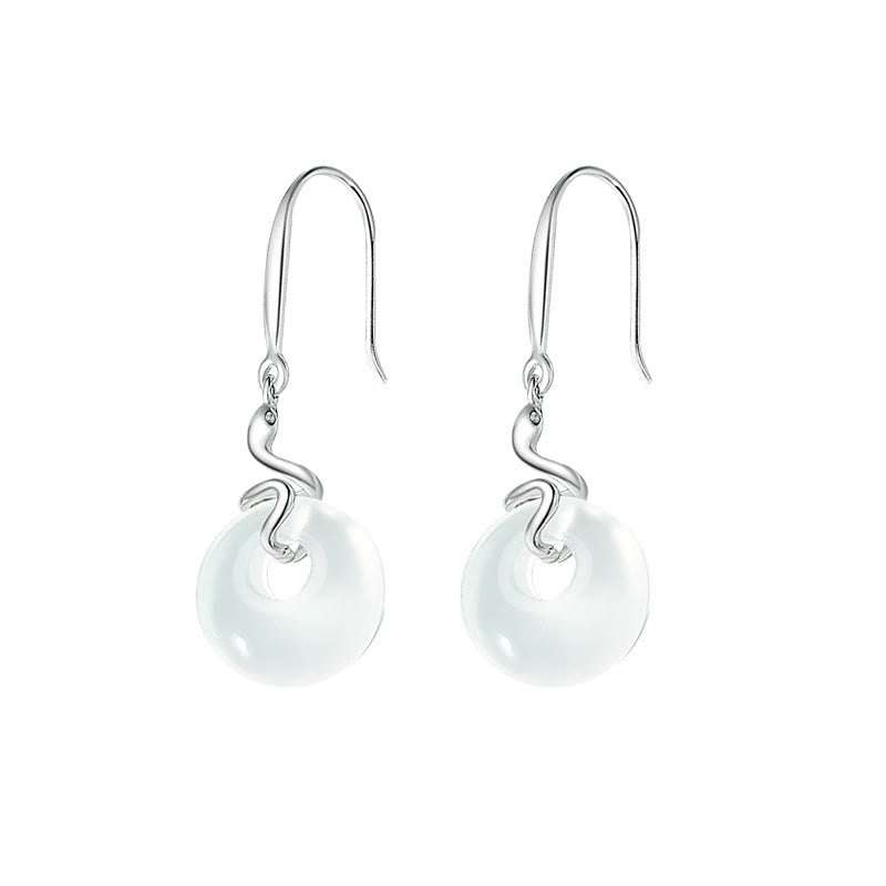 Silberne Chalcedon-Ohrringe mit Peace-Schnalle