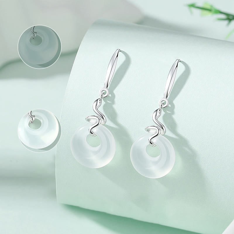 Silberne Chalcedon-Ohrringe mit Peace-Schnalle