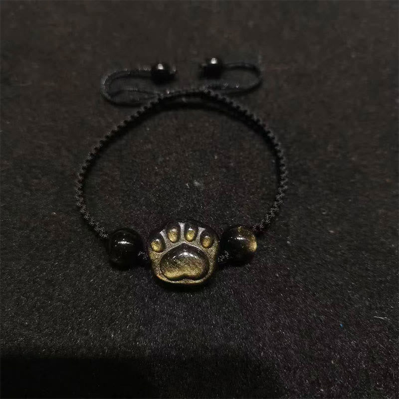 Silbernes Obsidian-Katzenkrallenarmband für Schutz und Gleichgewicht