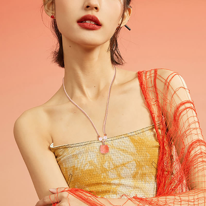 Silberner Glanz Obsidian Roter Achat Schutz Halskette Anhänger