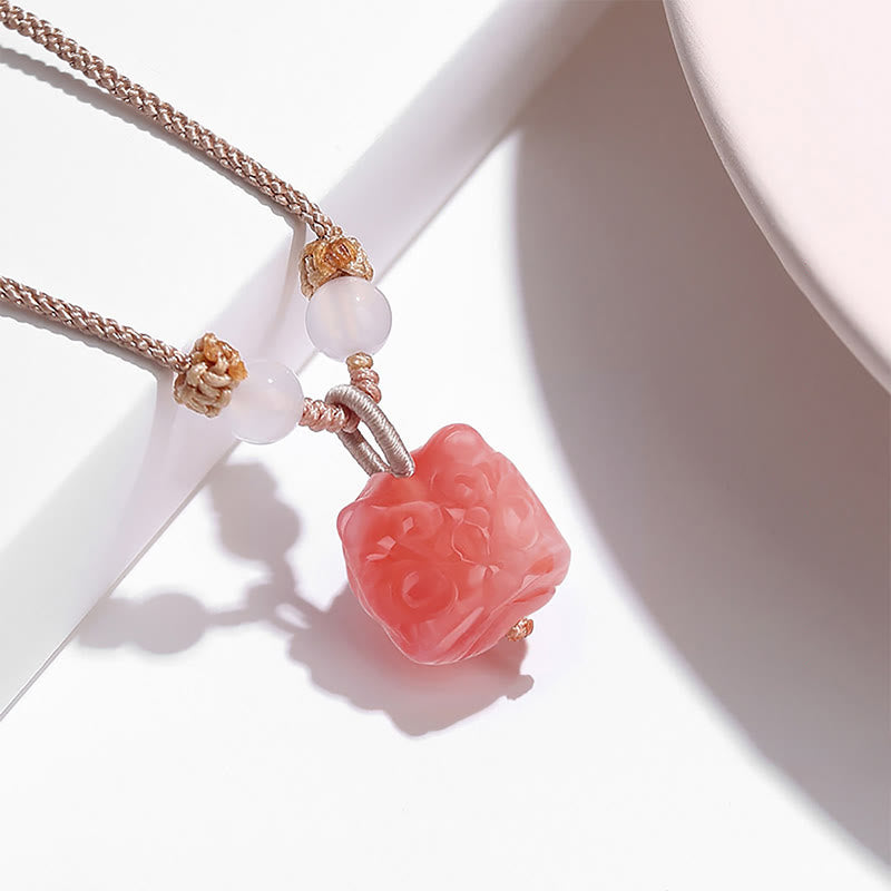 Silberner Glanz Obsidian Roter Achat Schutz Halskette Anhänger