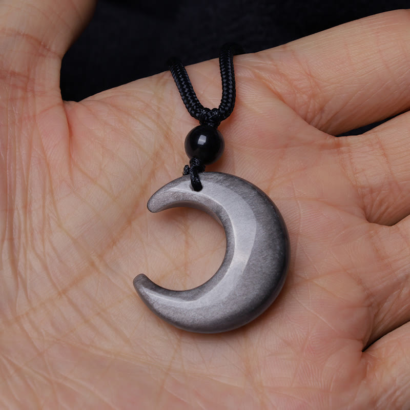 Silberfarbene Halskette mit Yin-Yang-Anhänger aus Obsidian für Paare