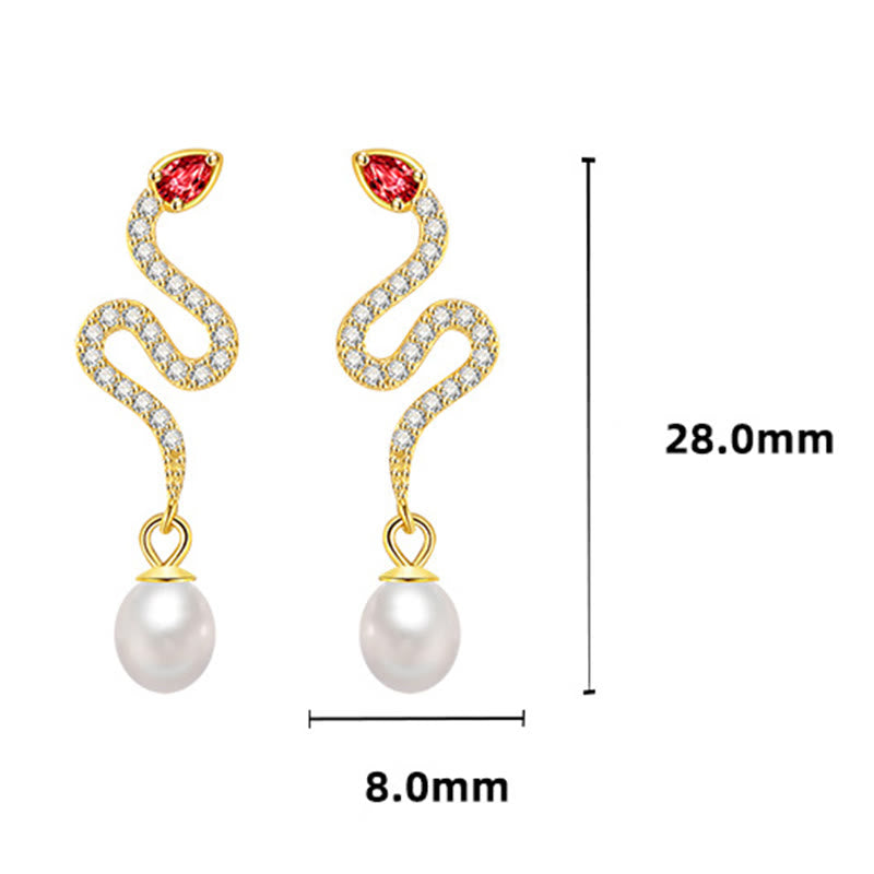 Silberne Schlangenperlenohrringe - Weisheit &amp; Schutz