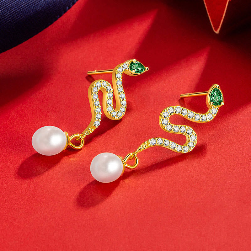 Silberne Schlangenperlenohrringe - Weisheit &amp; Schutz