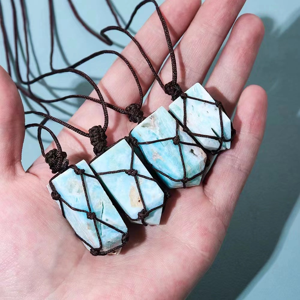 Sky Blue Stone Crystal Necklace for Spiritual Protection