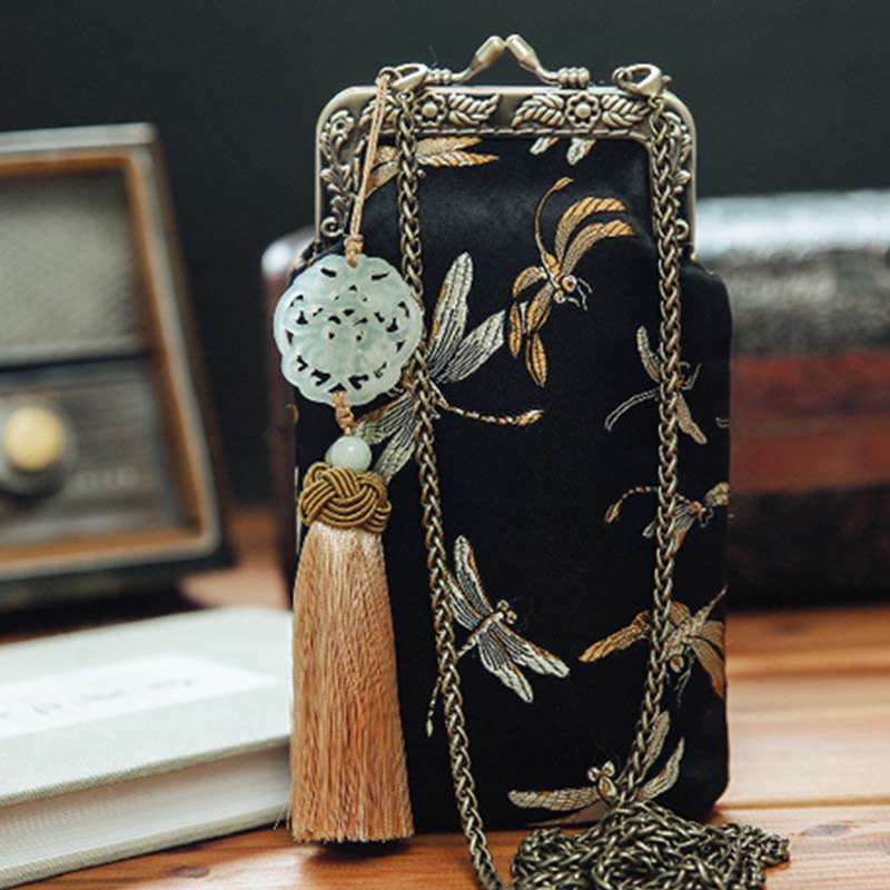 Kleine Umhängetasche mit Metallkette und Libelle | Yogataschen