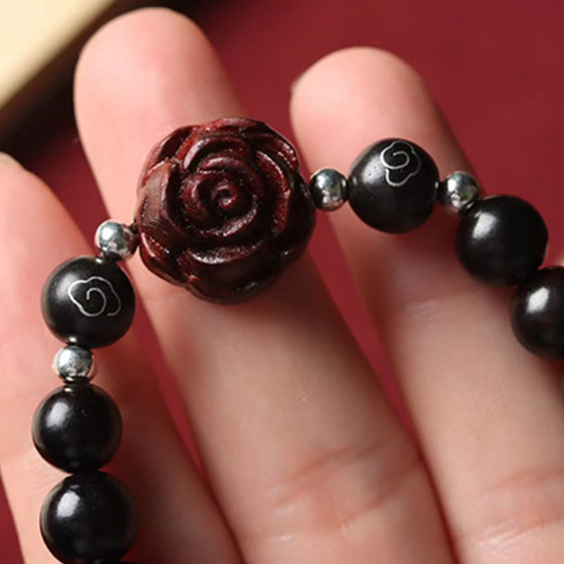 Kleines Blatt-Armband aus rotem Sandelholz, 8 mm, zur Beruhigung