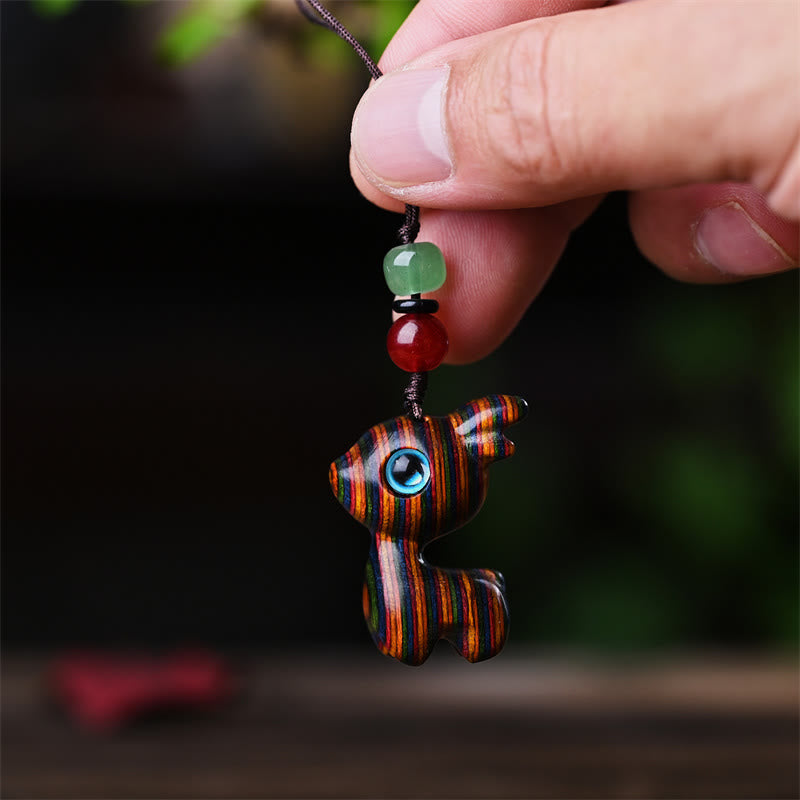 Kleines Blatt aus rotem Sandelholz, Glücks-Mini-Katze, 3,2 cm, Dekor