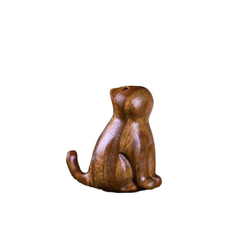 Kleines Blatt aus rotem Sandelholz, Glücks-Mini-Katze, 3,2 cm, Dekor