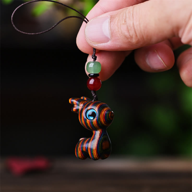 Kleines Blatt aus rotem Sandelholz, Glücks-Mini-Katze, 3,2 cm, Dekor