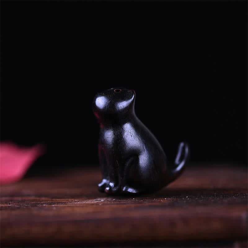 Kleines Blatt aus rotem Sandelholz, Glücks-Mini-Katze, 3,2 cm, Dekor