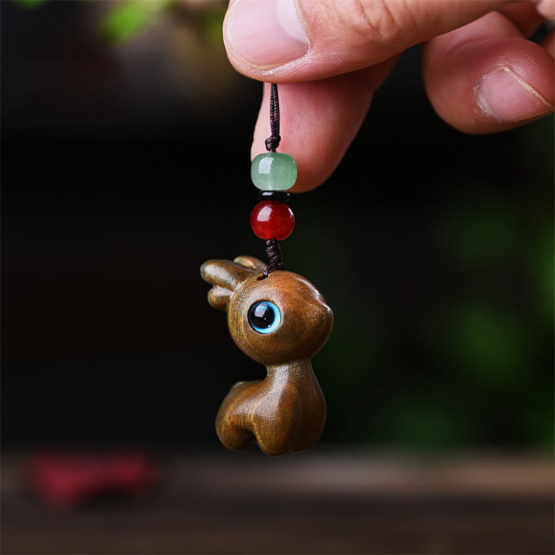 Kleines Blatt aus rotem Sandelholz, Glücks-Mini-Katze, 3,2 cm, Dekor