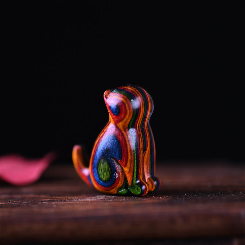 Kleines Blatt aus rotem Sandelholz, Glücks-Mini-Katze, 3,2 cm, Dekor