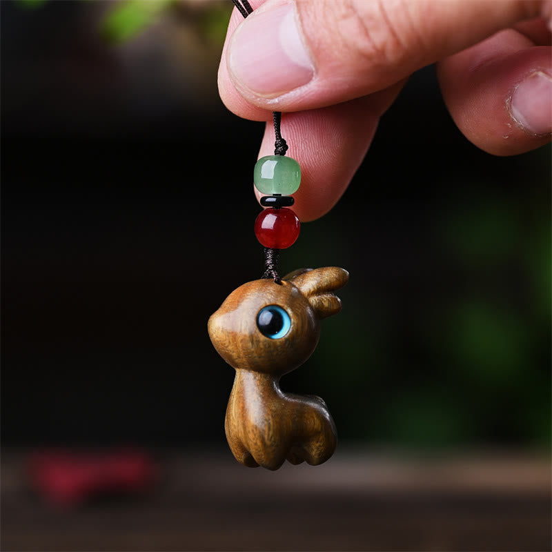 Kleines Blatt aus rotem Sandelholz, Glücks-Mini-Katze, 3,2 cm, Dekor