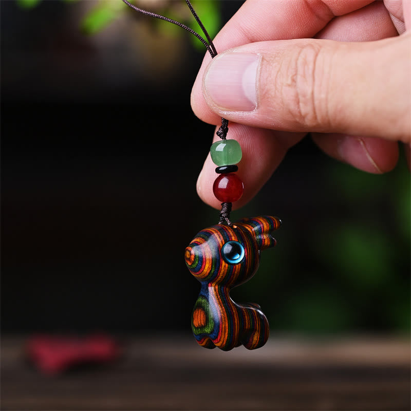 Kleines Blatt aus rotem Sandelholz, Glücks-Mini-Katze, 3,2 cm, Dekor
