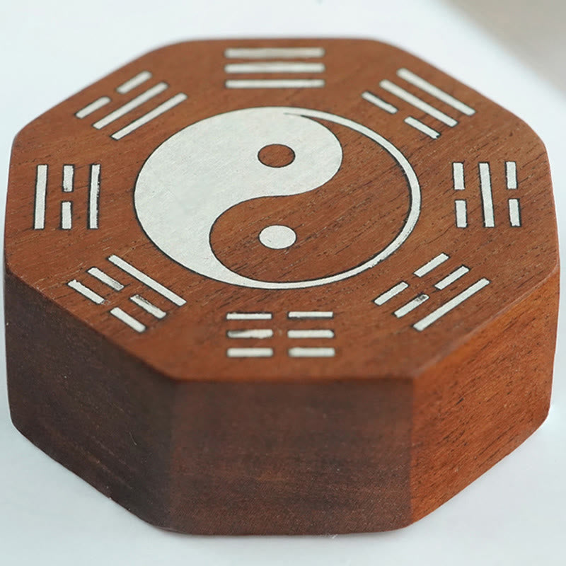 Kleines Blatt-Yin-Yang-Schutzarmband aus rotem Sandelholz