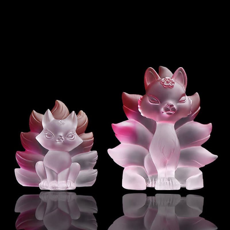 Kleine Liuli-Figur eines neunschwänzigen Fuchses für Erfolg und Stärke