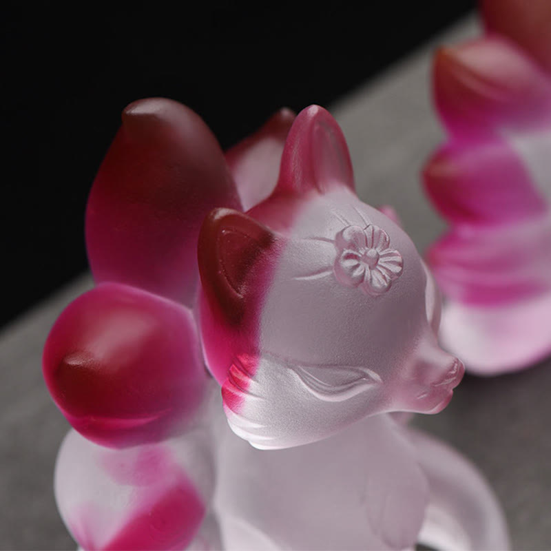 Kleine Liuli-Figur eines neunschwänzigen Fuchses für Erfolg und Stärke