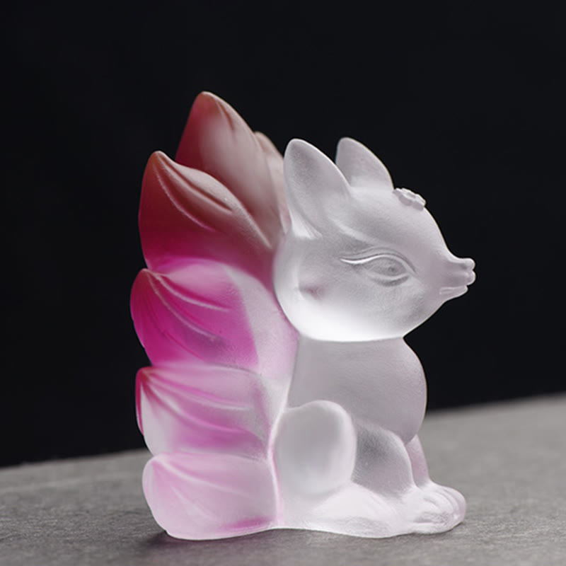Kleine Liuli-Figur eines neunschwänzigen Fuchses für Erfolg und Stärke