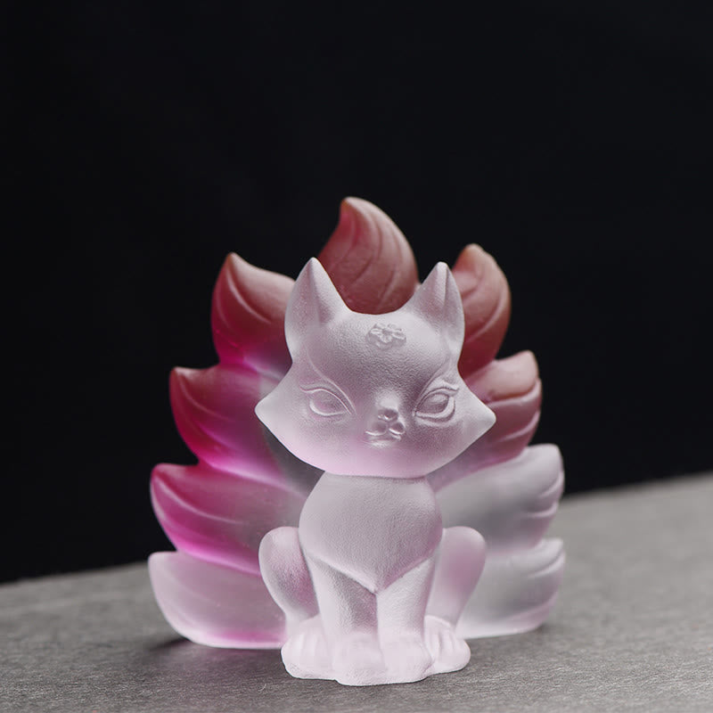 Kleine Liuli-Figur eines neunschwänzigen Fuchses für Erfolg und Stärke