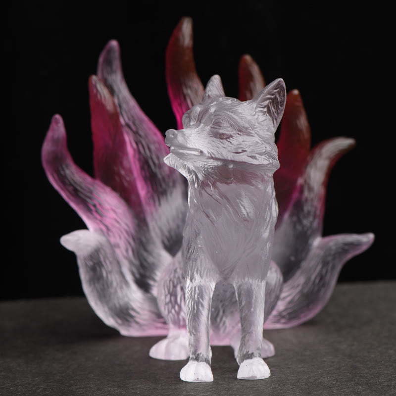 Kleine Liuli-Figur eines neunschwänzigen Fuchses für Erfolg und Stärke